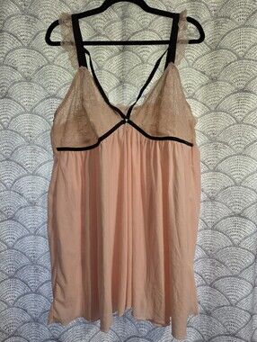 Torrid 4x Light Pink and Black Trim Strappy Babydoll Nightgown
